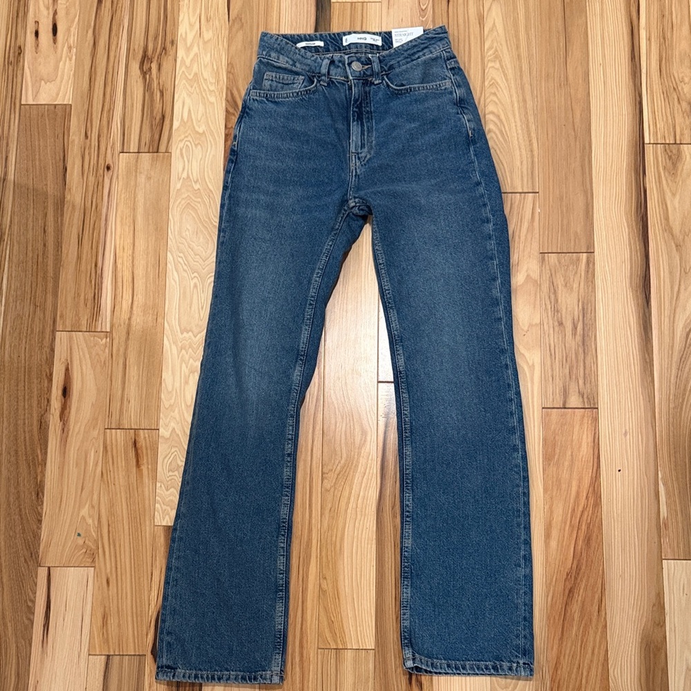 Mango Dark Blue Straight Leg Jeans
